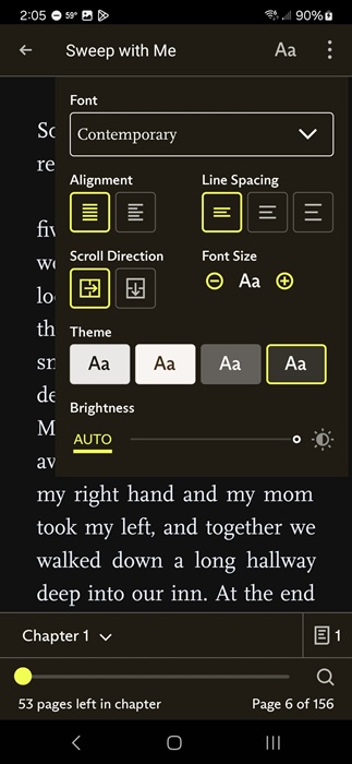 Changing settings on Everand app.