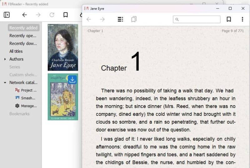 Reading Jane Eyre on Favourite Book Reader.