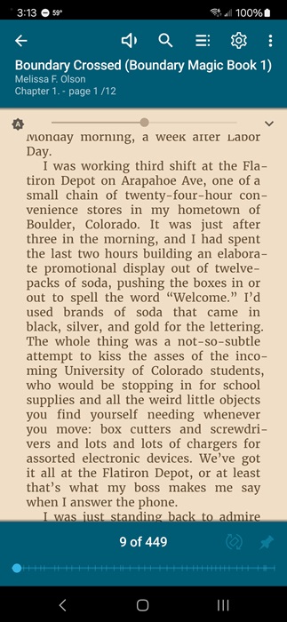 Reading a book on the ReadEra ebook reader app.