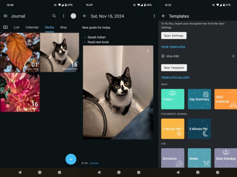 Day One Journal app interface overview.