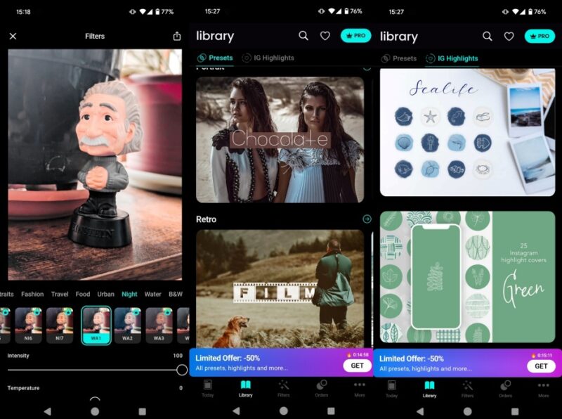 Presets for Lightroom - FLTR app interface overview.