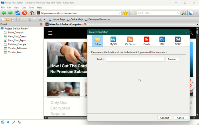 Strata browser interface overview.