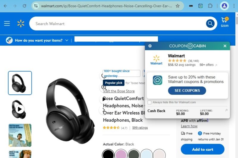 Discovering coupons on Walmart with CouponCabin.