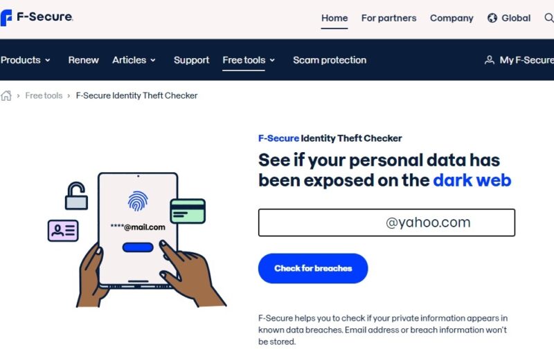 Checking for dark web breaches with F-Secure.