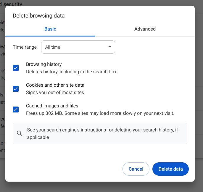 Chrome Delete Browser Cache
