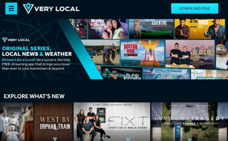 Very Local's homepage.