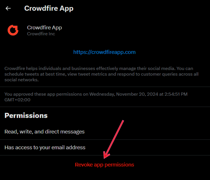 Disconnecting third-party apps from X app on PC.