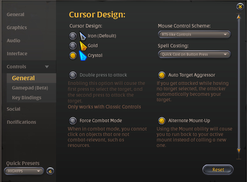 in game settings menu showing controls settings