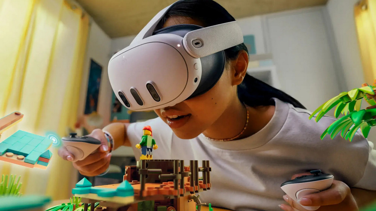 Girl Playing A Game Using Meta Quest 3