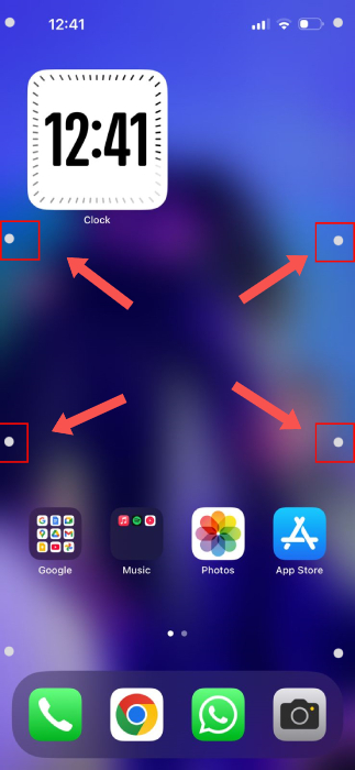 An iPhone homescreen screenshot, showing vehicle motion cues enabled on the iPhone.