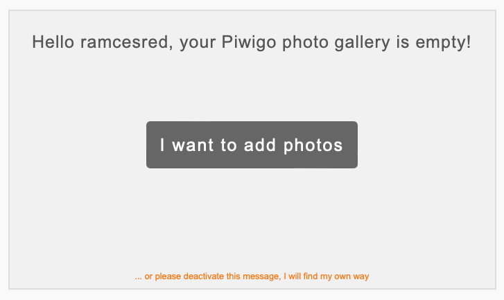 A screenshot showing the initial upload screen for Piwigo.