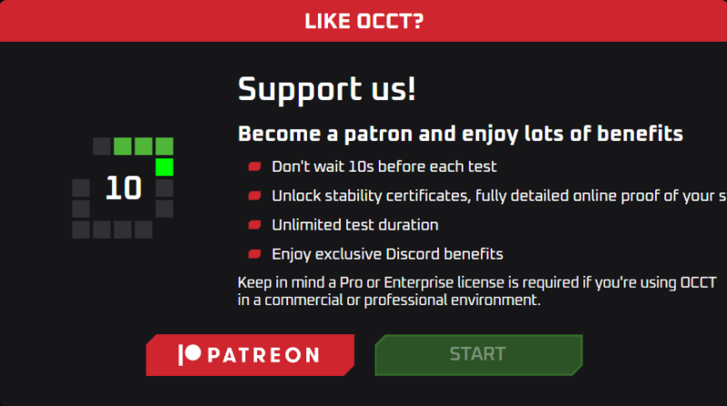 Occt Prompt asking to join patreon