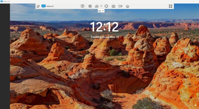 Remote PC view on admin Windows device at lock screen.