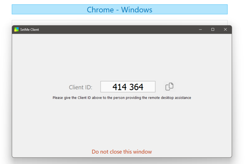 Client ID view on remote PC using SetMe.