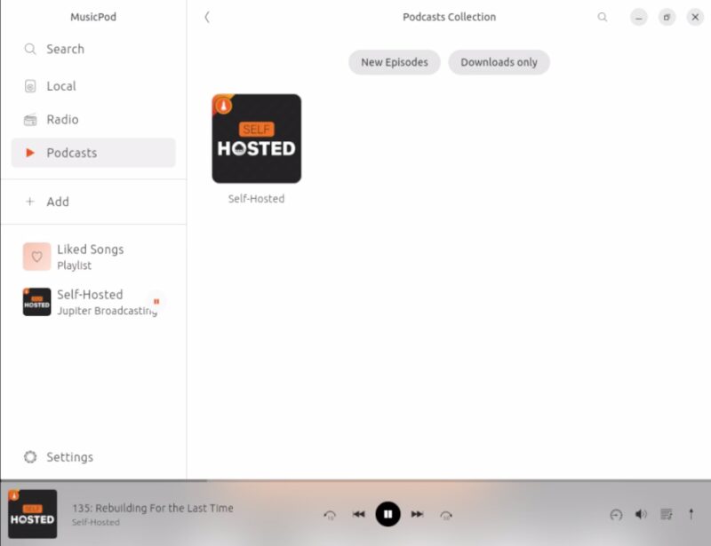 A screenshot showing MusicPod running properly in Ubuntu Desktop.