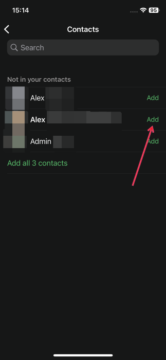 Adding imported contacts from Android to iPhone.