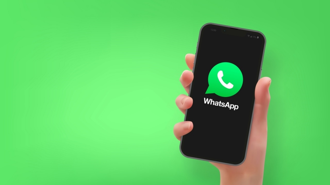 Woman Hand Holding The Smartphone With Logo Whatsapp, Vector Edi