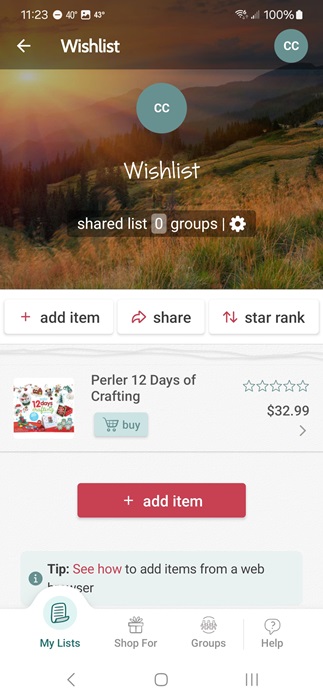 Viewing my wishlist on Giftster.