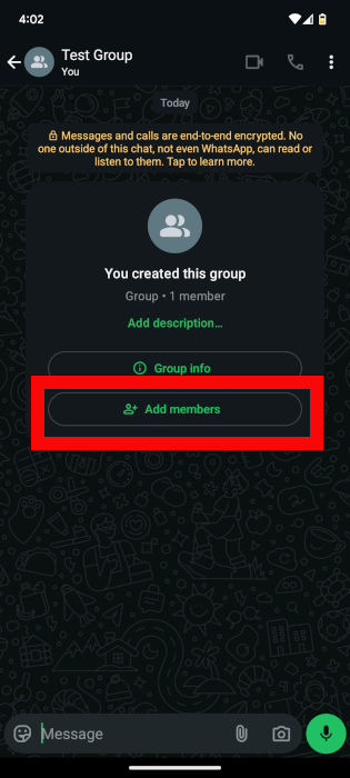 Add Members Button for WhatsApp Group