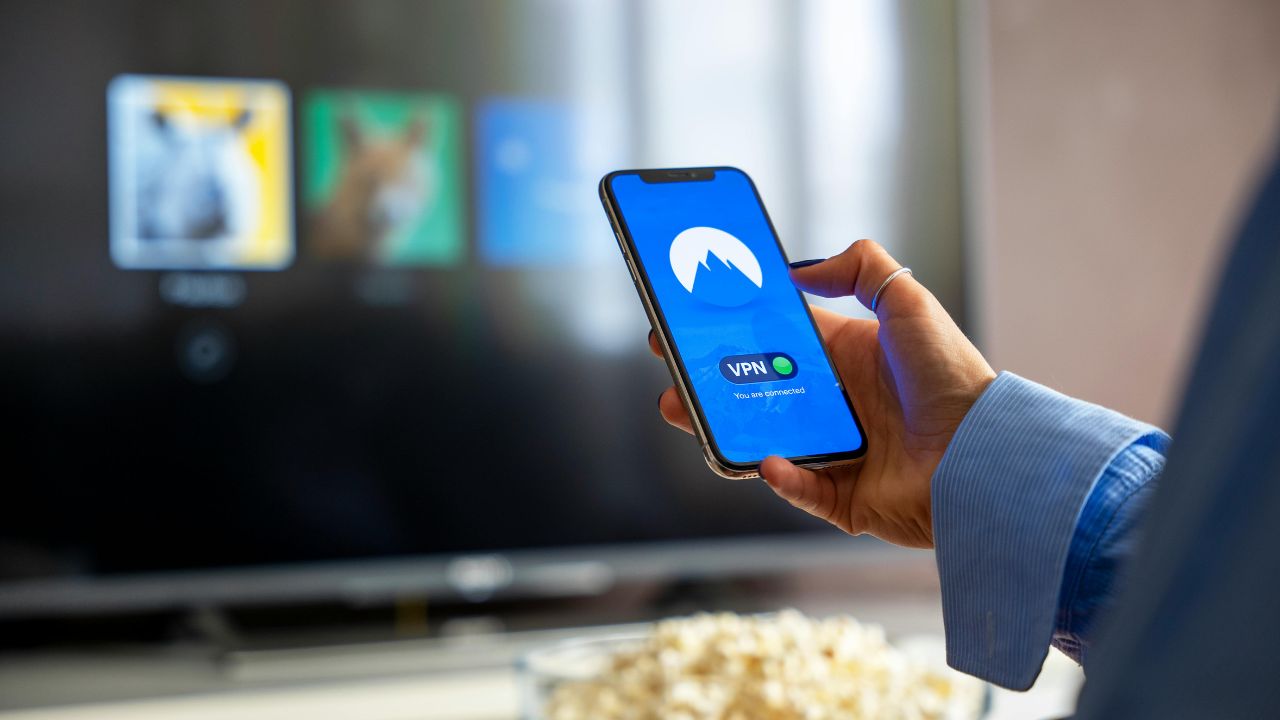 Person Using Mobile VPN on Android or iPhone