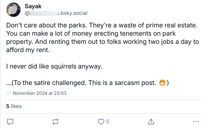 BlueSky post showing likes and active reply based on a trendy post.