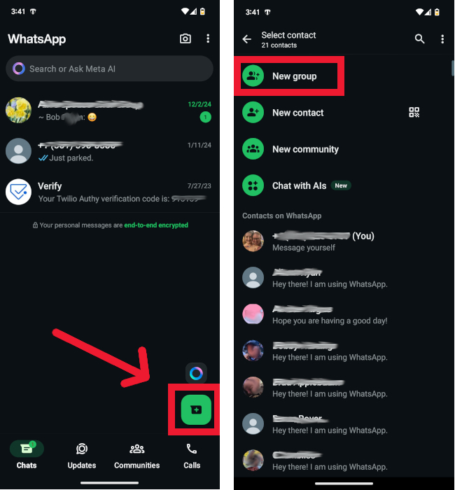Beginning Steps to Create a New Group in WhatsApp