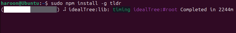 Installing Tldr Using Npm
