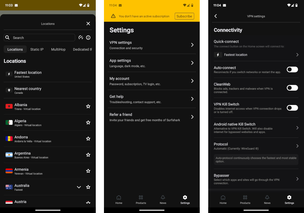 Surfshark VPN for Android OS