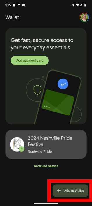 Select Add to Wallet