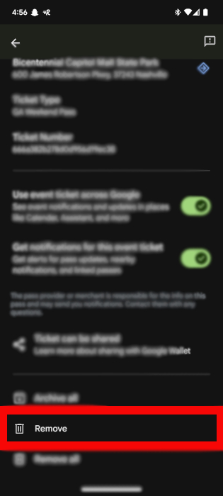 Passport Google Wallet Remove