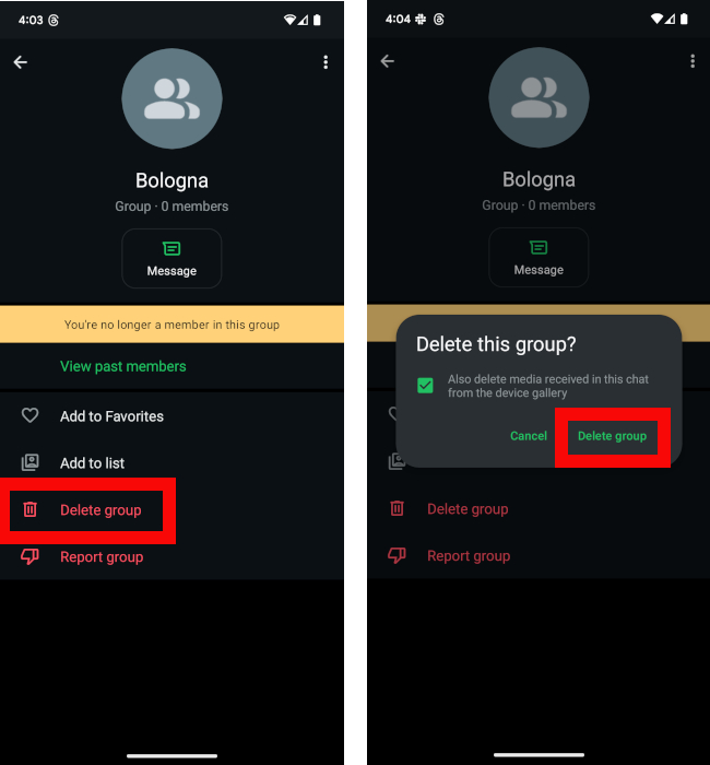 Whatsapp Group Delete Group