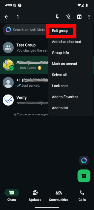 Whatsapp Exit Group Button