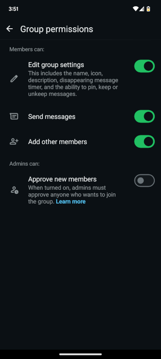 Whatsapp Group Permissions