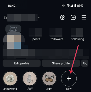 Adding a new highlight from your Instagram profile if you already have Highlights.