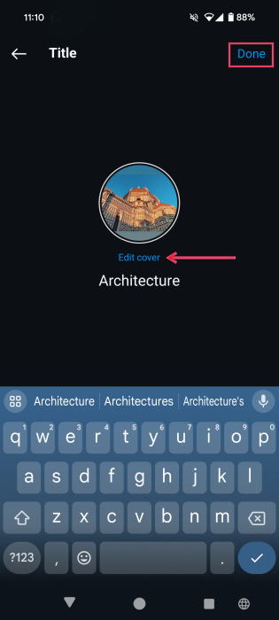 Editing cover for new Highlight in Instagram app. 