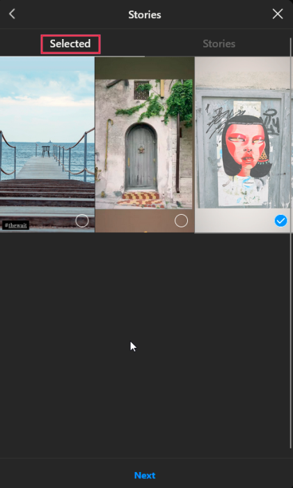 Deleting select Stories from Highlight from Instagram on PC.