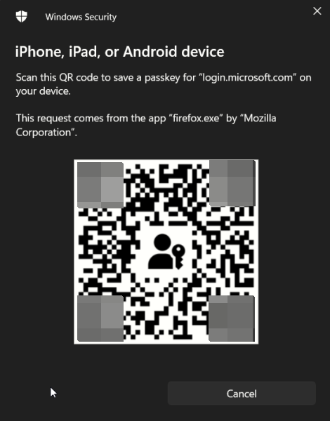 QR code that needs to be scan using one of your mobile devices. 