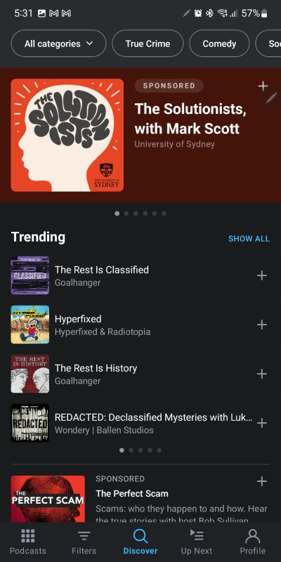 Android Podcast Apps Pocketcasts Homescreen