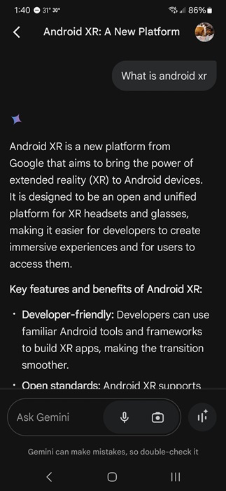 Using Gemini to learn more about Android XR