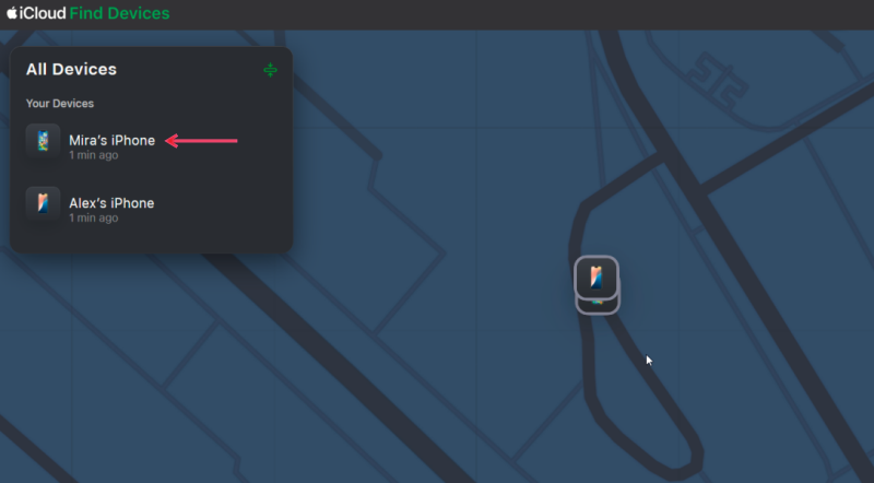 View of my all devices in iCloud Find Devices portal.