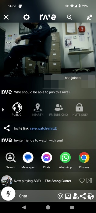 Playing Prime video in Rave app.