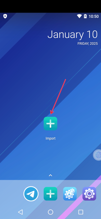 Pressing "+" button in Virtual Android app.