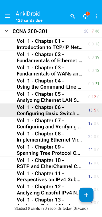 A screenshot showing the AnkiDroid program running on Android.