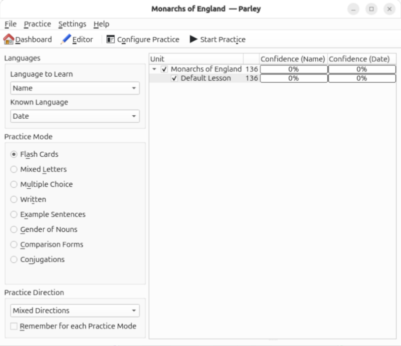 A screenshot showing the different testing options available for Parley.