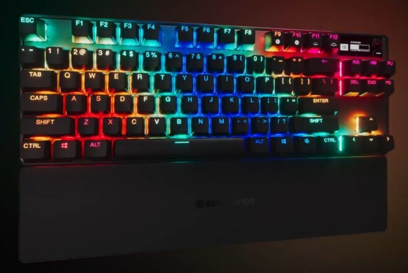 SteelSeries Apex Pro TKL Gen 3 gaming keyboard.