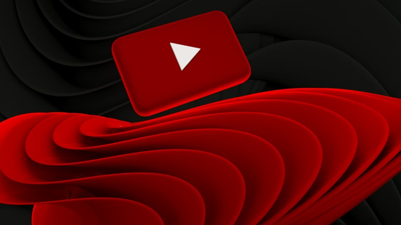 YouTube logo with red and black background.