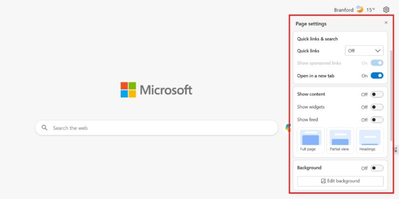 Edge Page Settings All Off