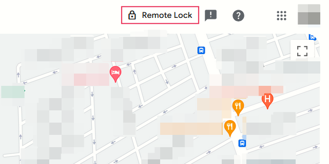 Clicking on "Remote Lock" option in Google Find My Device.