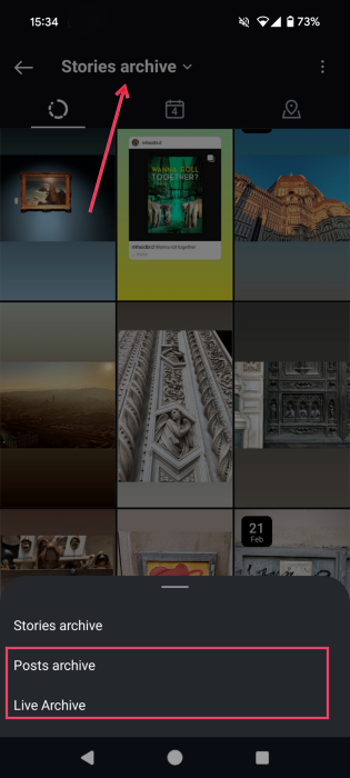 Switching to Posts archive in Instagram app. 