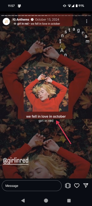 Checking IG Anthems on Instagram on Android. 